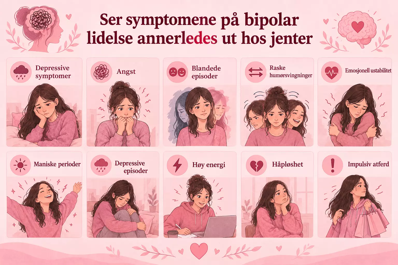 Ser symptomene på bipolar lidelse annerledes ut hos jenter
